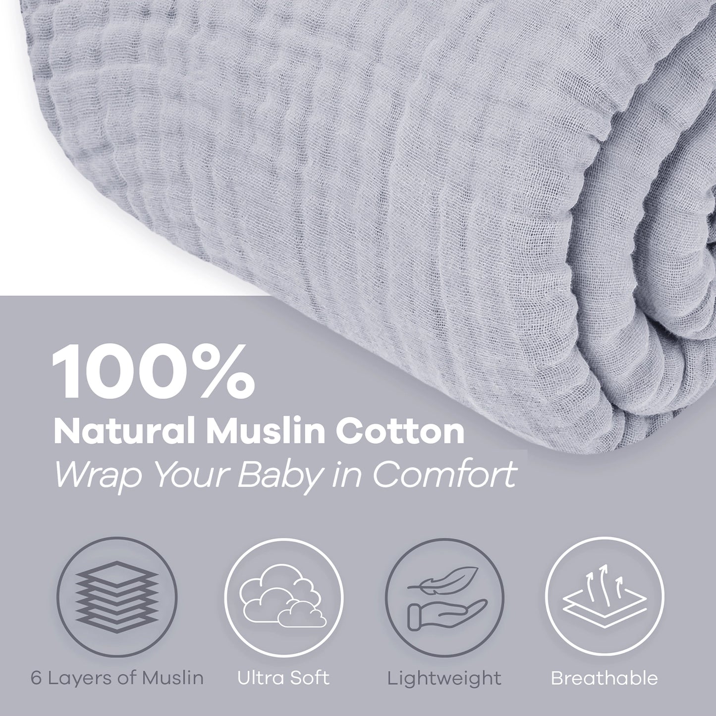 Premium Muslin Cotton Throw Blanket 50" x 60"