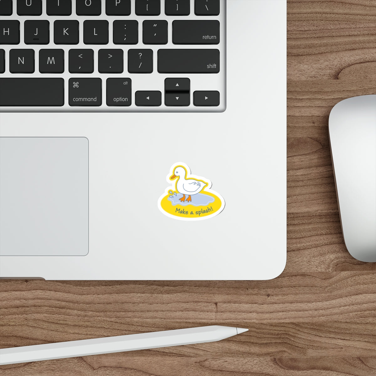 "Make a splash!" – duck playing in puddle – vinyl die-cut sticker