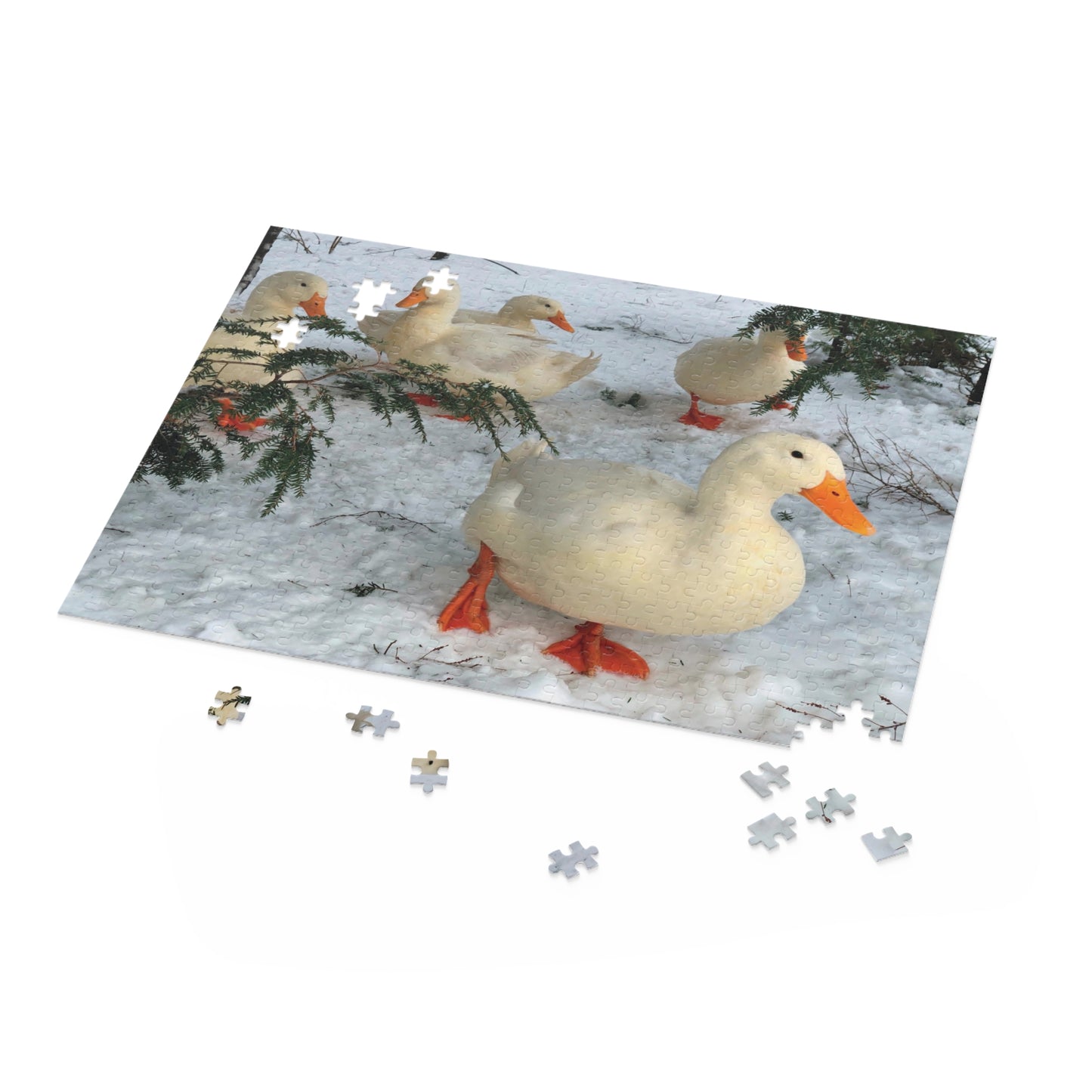 "White Ducks in the Snow" Backyard Ducks 500-Piece Puzzle