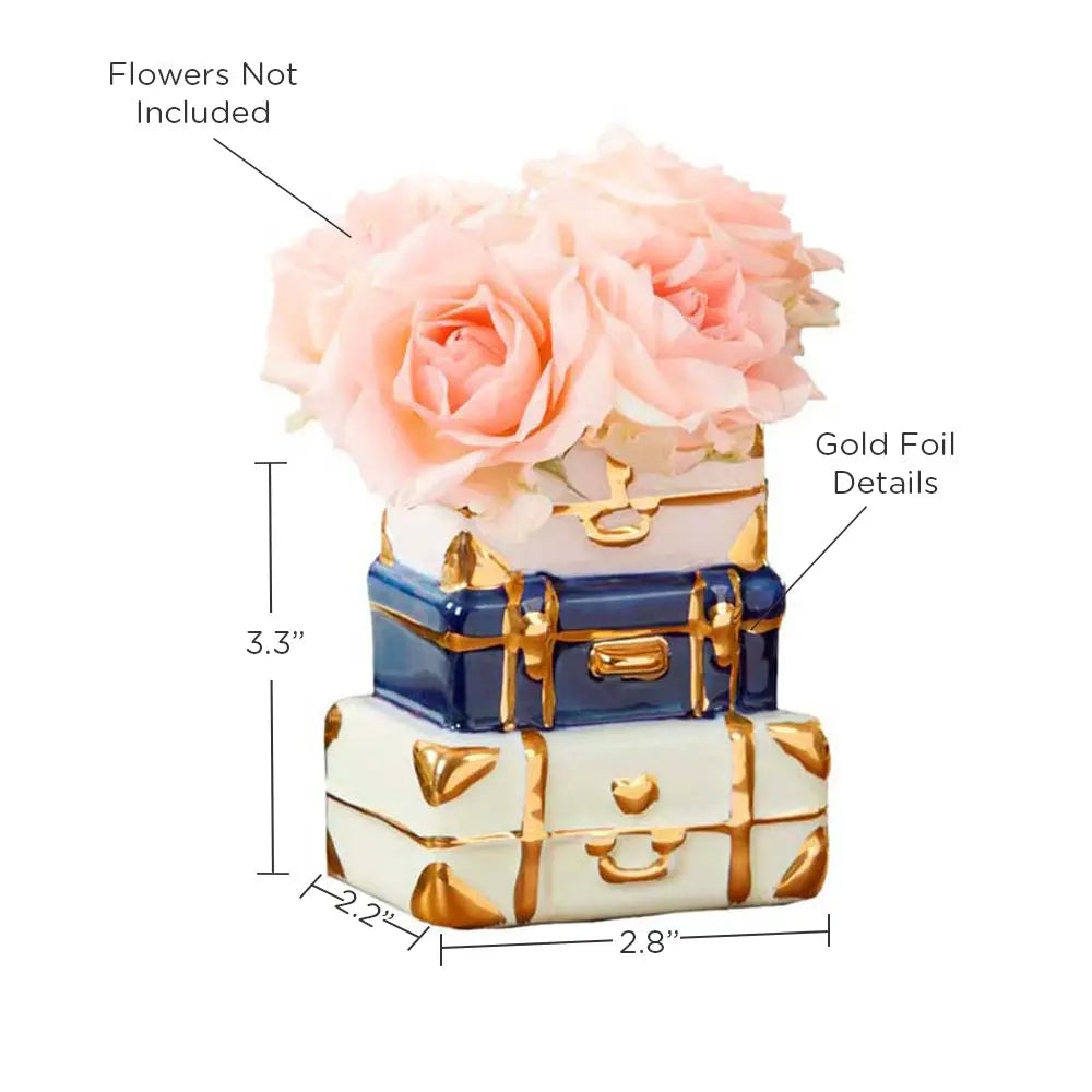 Stacked Suitcases Ceramic Bud Vase
