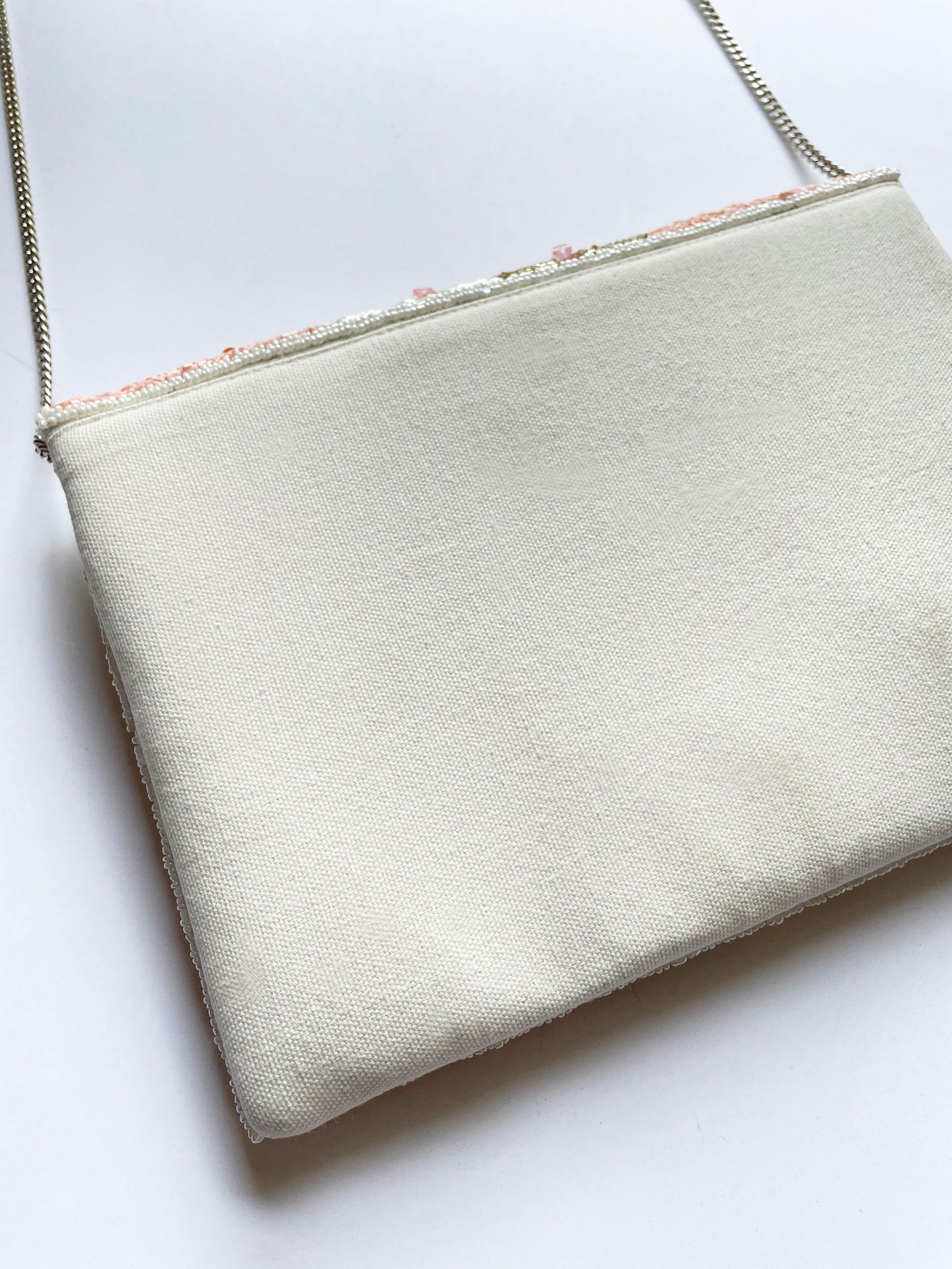 Pink and Gold Dahlia Clutch with Silver Chain