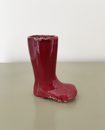 Mini Red Stoneware Boot Vase