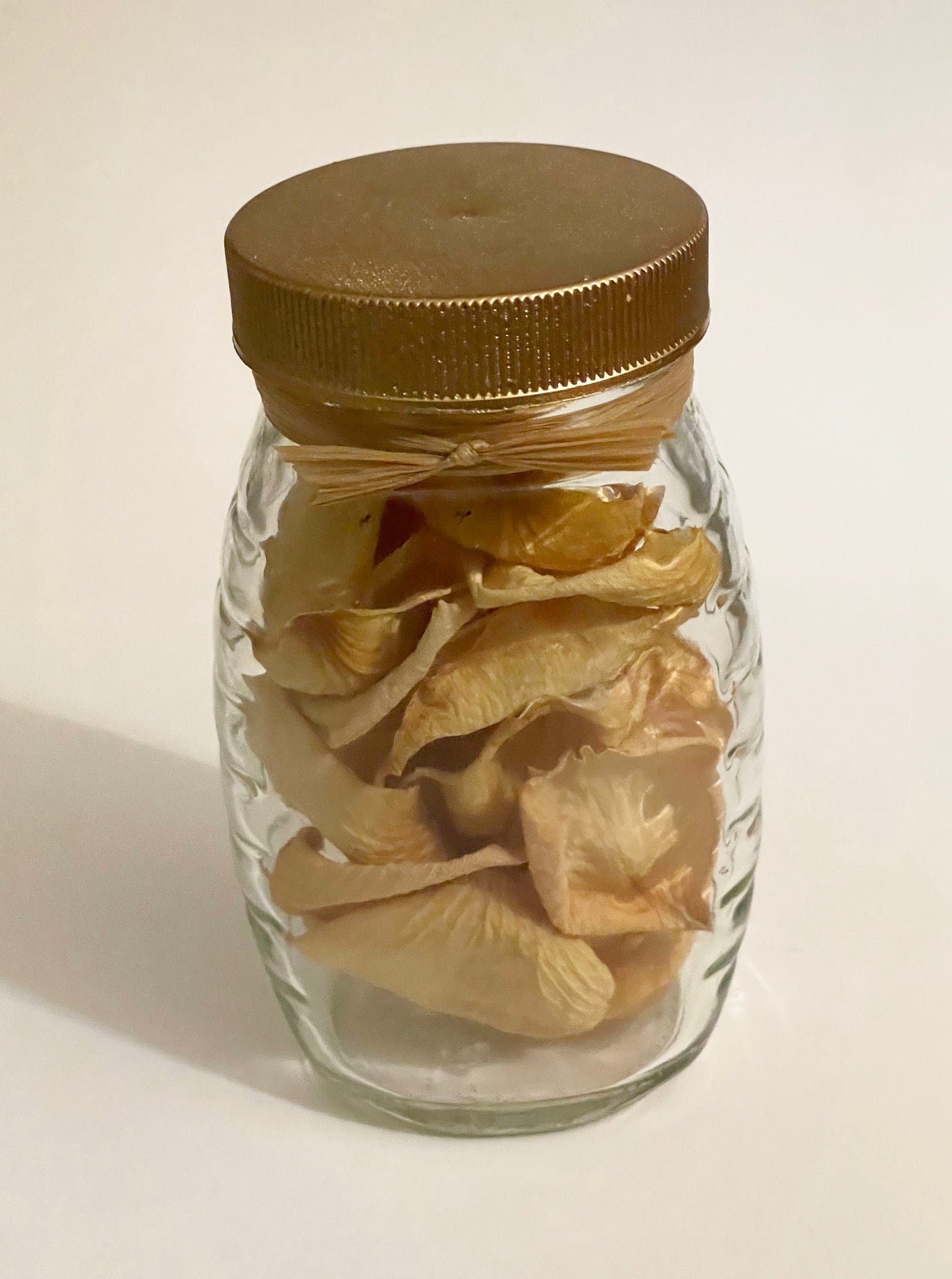 Small Honey Jar with Dried Rose Petals and Vintage Skeleton Key