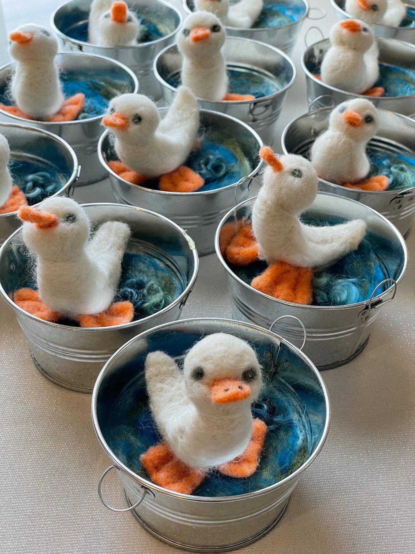 Felted Lucky Duck in Metal Wash Tub