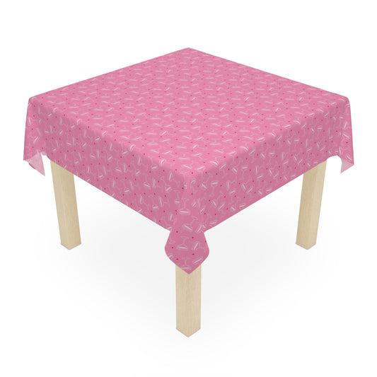 Cheers Bubbly Mahjong Party Tablecloth – Peony Pink + Cranberry
