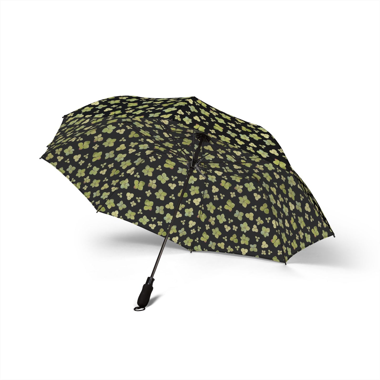 Hydrangea Petal Print Umbrella | Large Semi-Automatic Foldable Umbrella | black