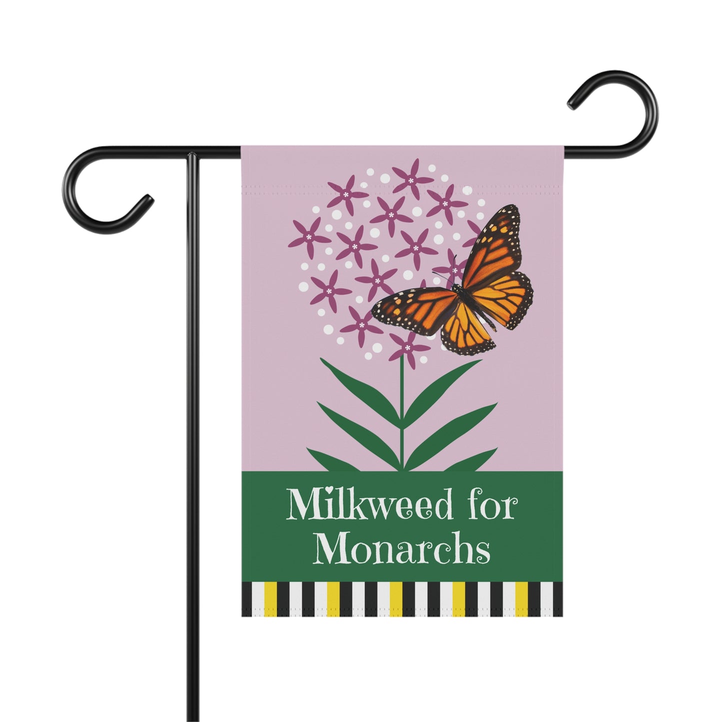 Milkweed for Monarchs (purple) Garden Banner 12" x 18"