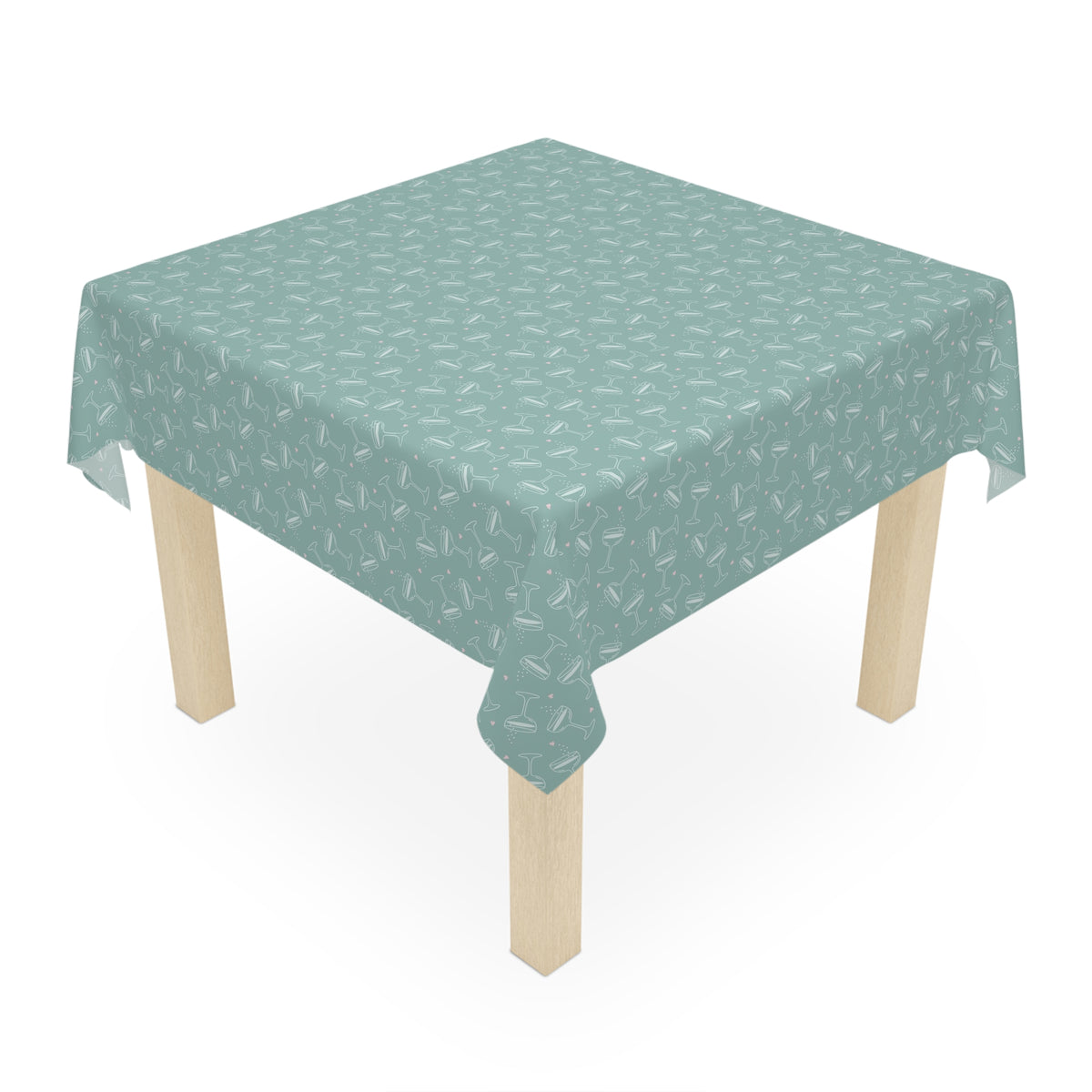 Cheers Bubbly Mahjong Party Tablecloth – Robin’s Egg Blue + Pink