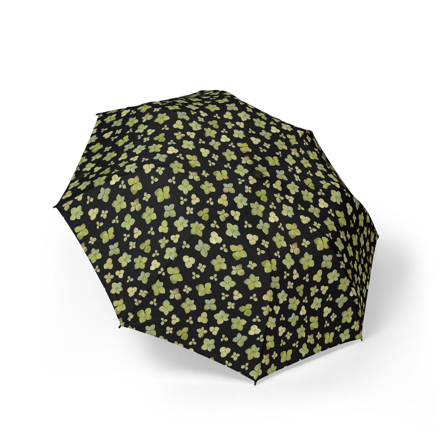 Hydrangea Petal Print Umbrella | Large Semi-Automatic Foldable Umbrella | black
