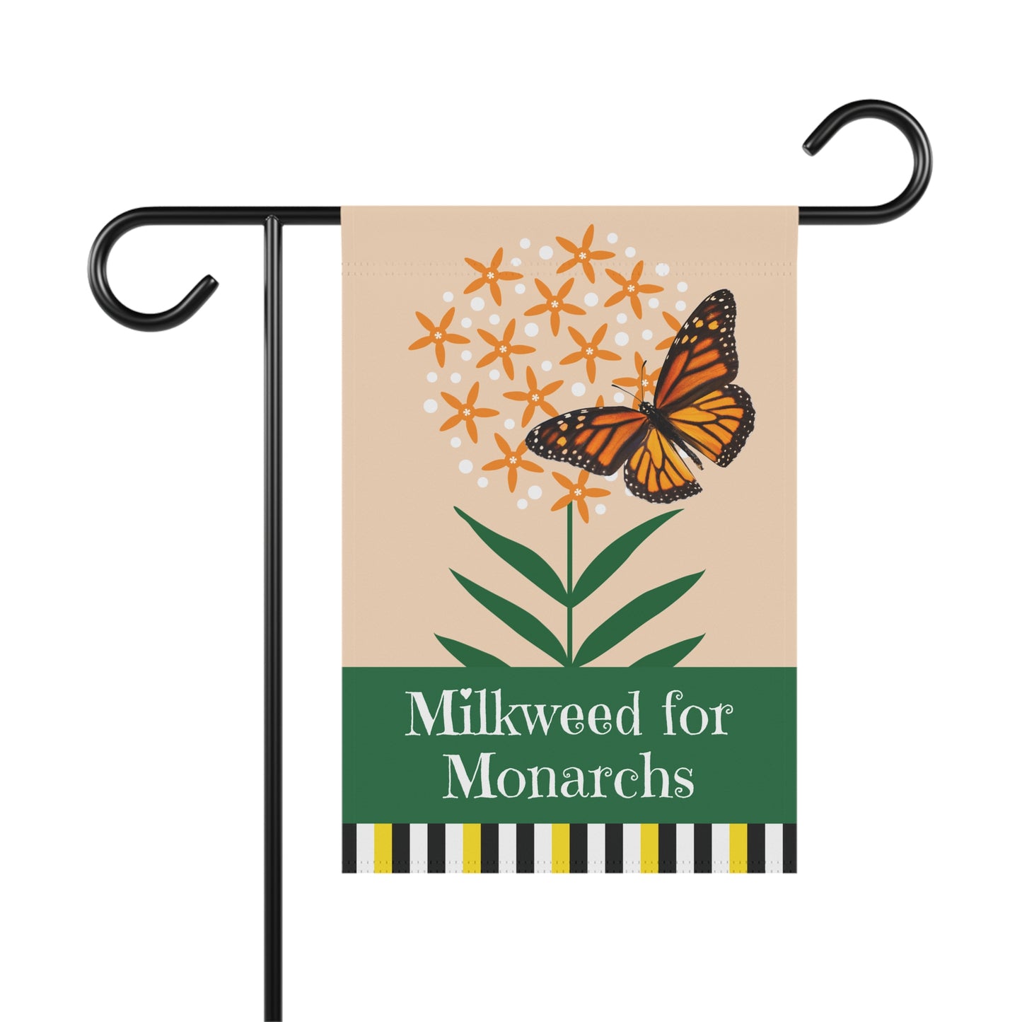 Milkweed for Monarchs (orange) Garden Banner 12" x 18"