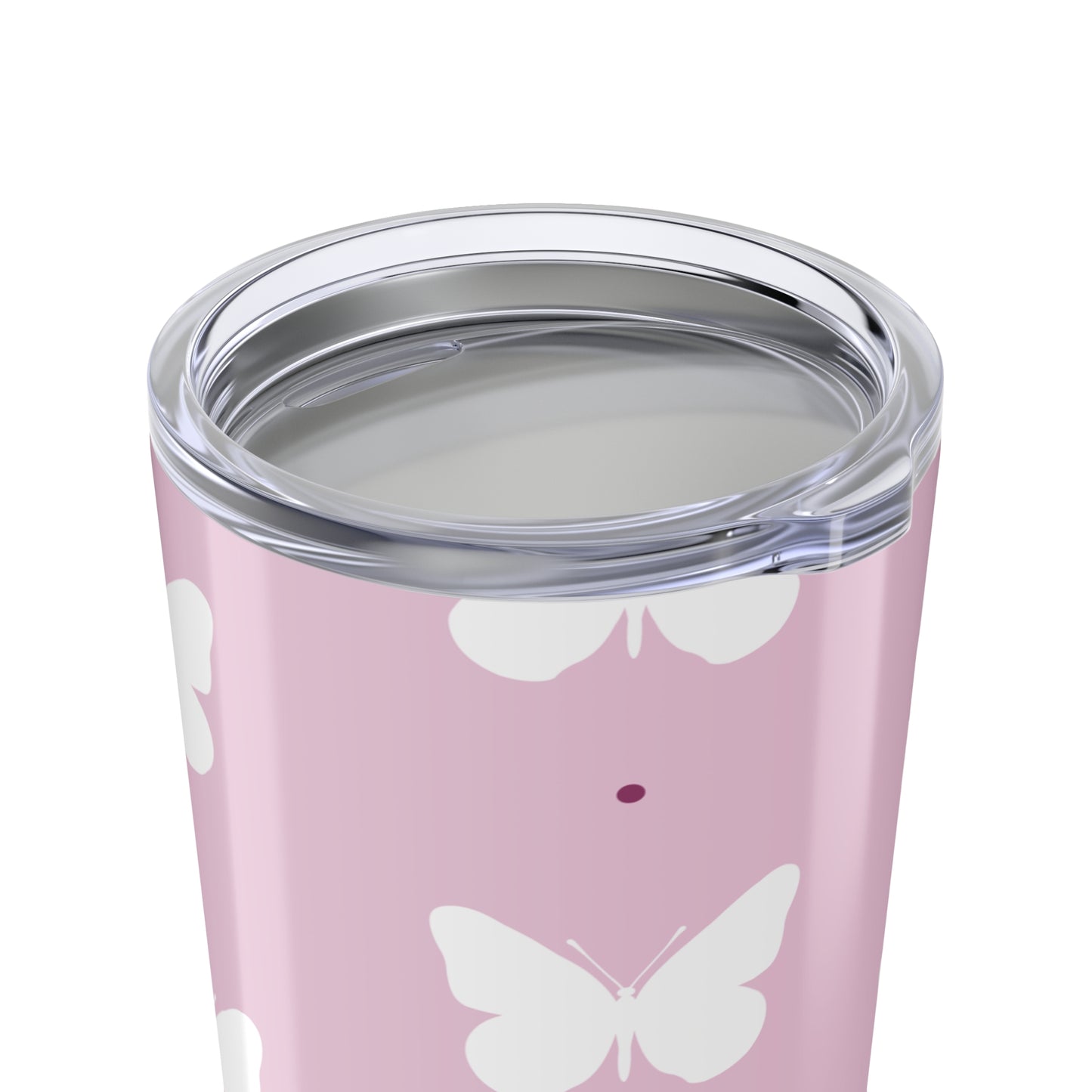 Butterfly Silhouette Tumbler Stainless Steel Glossy Purple 20oz with Clear Lid