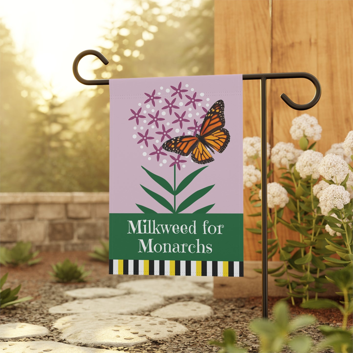 Milkweed for Monarchs (purple) Garden Banner 12" x 18"