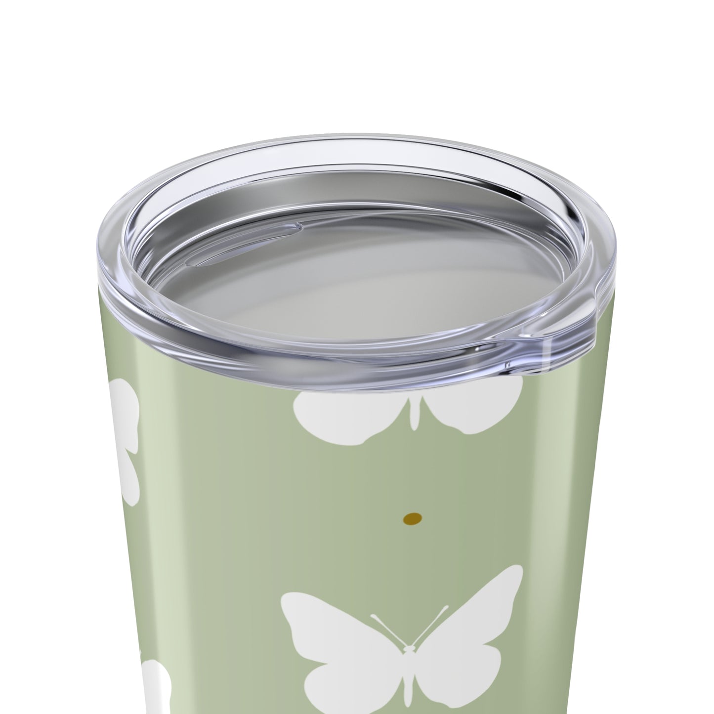 Butterfly Silhouette Tumbler Stainless Steel Glossy Sage 20oz with Clear Lid