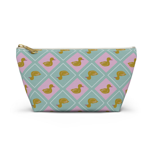 Lucky Duck Tiny Trinket Pouch – Pink + Blue + Gold