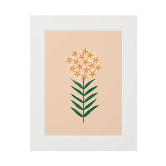 Milkweed Fine Art Print (Orange) with 11" x 14" white mat