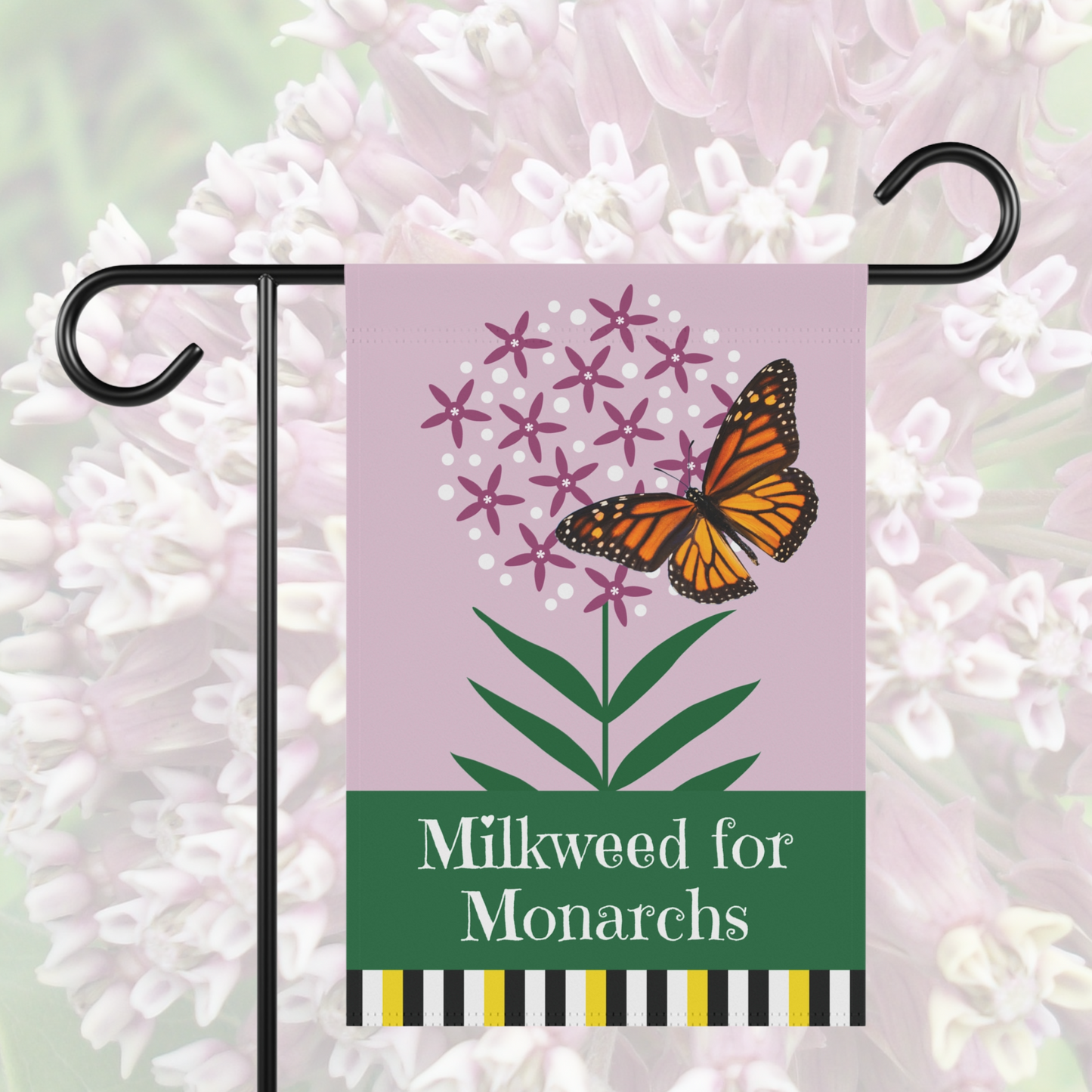 Milkweed for Monarchs (purple) Garden Banner 12" x 18"