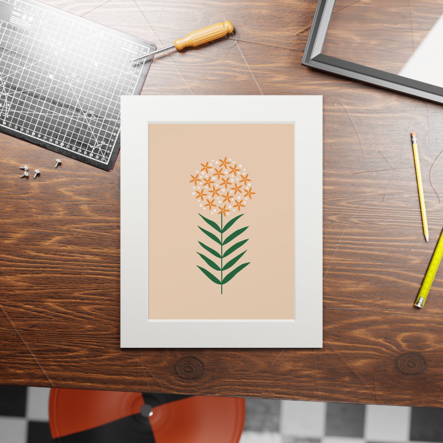 Milkweed Fine Art Print (Orange) with 11" x 14" white mat