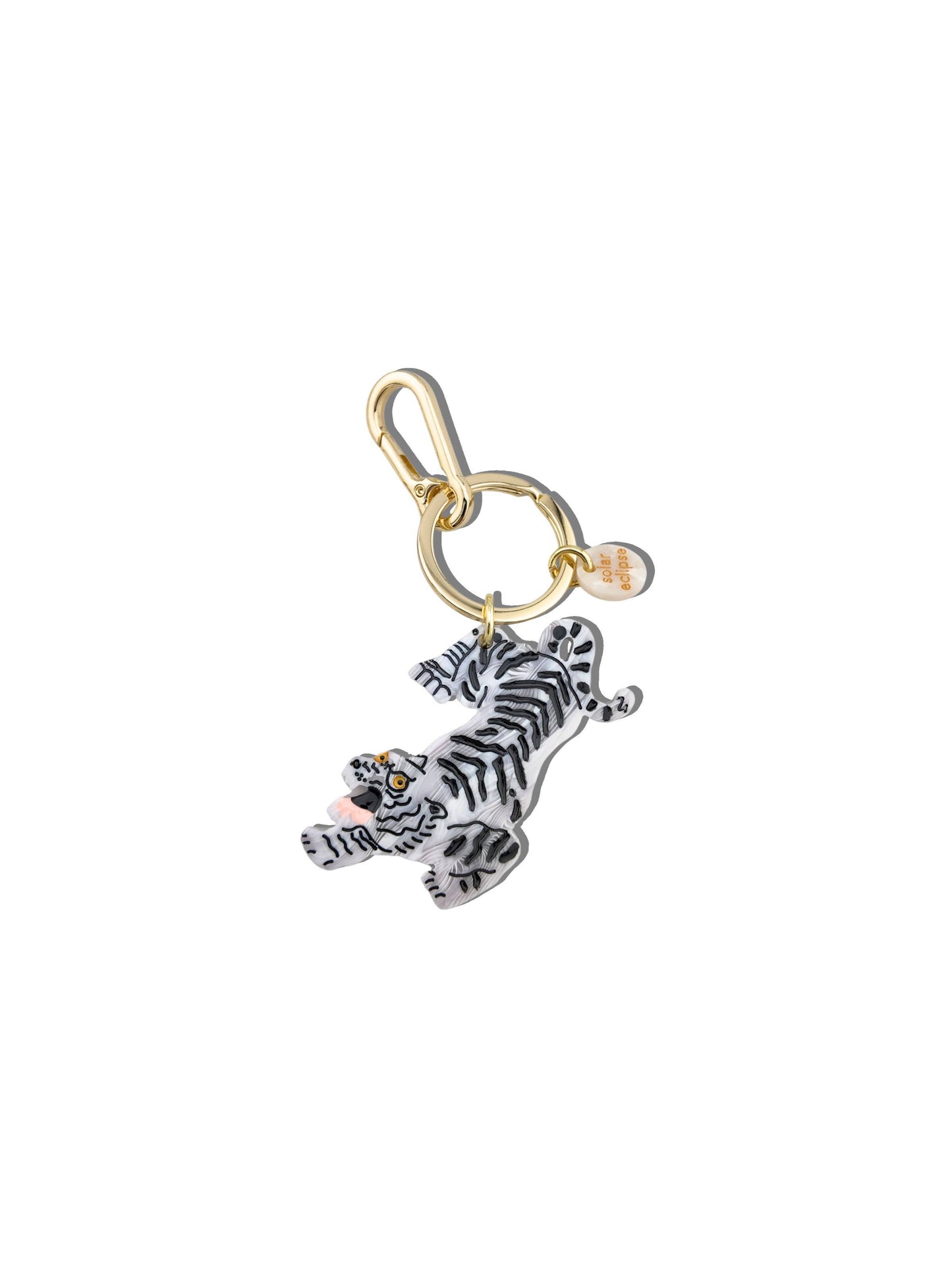 Hand-painted Tiger Bag Charm + Keychain | Eco-friendly: White