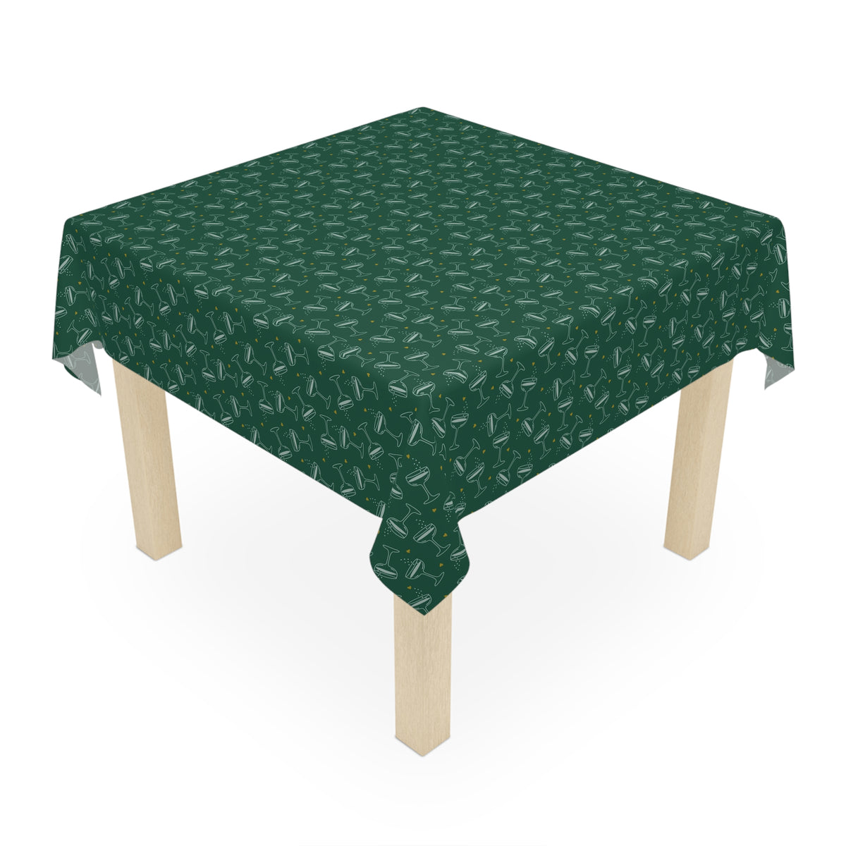 Cheers Bubbly Mahjong Party Tablecloth – Evergreen + Gold