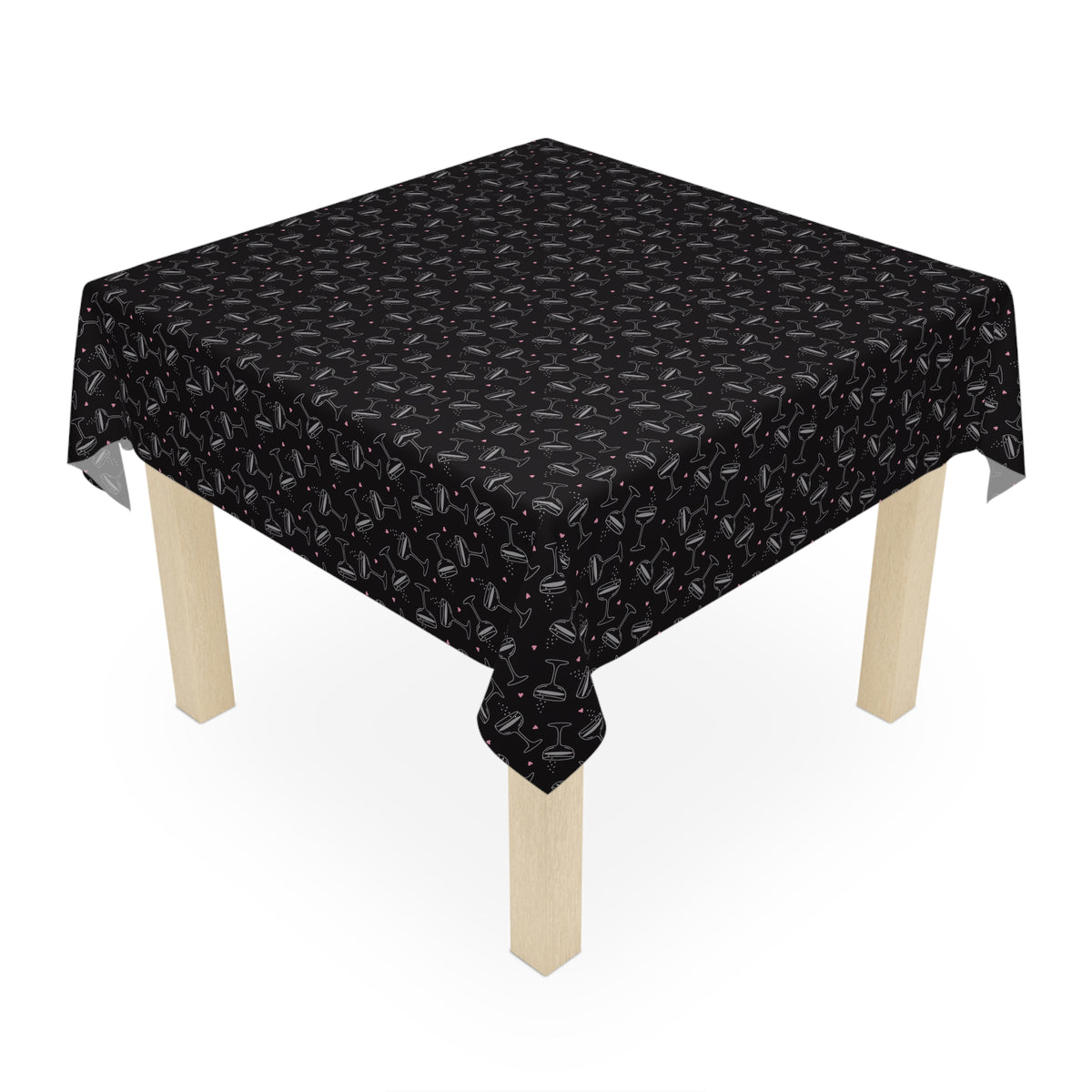 Cheers Bubbly Party Tablecloth – Midnight Black + Pink