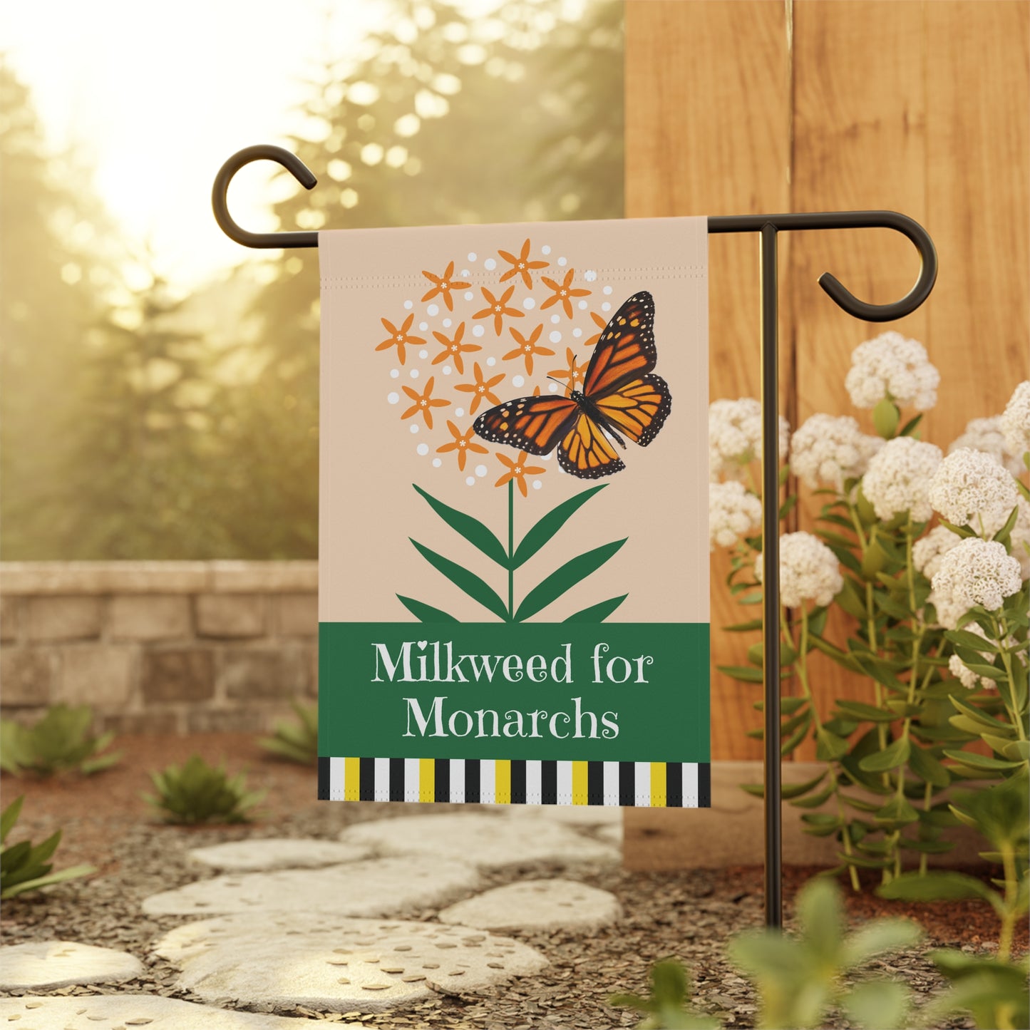 Milkweed for Monarchs (orange) Garden Banner 12" x 18"