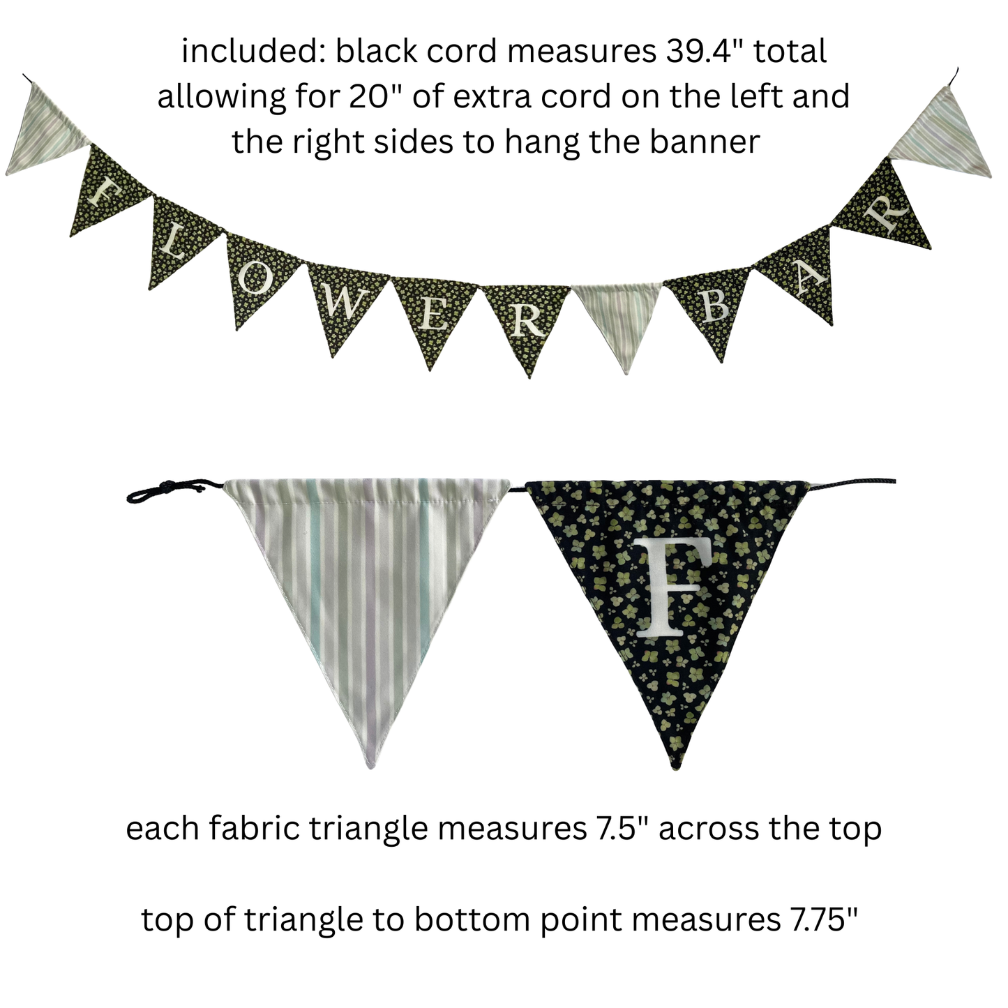 "FLOWER BAR" Pennant Style Fabric Banner