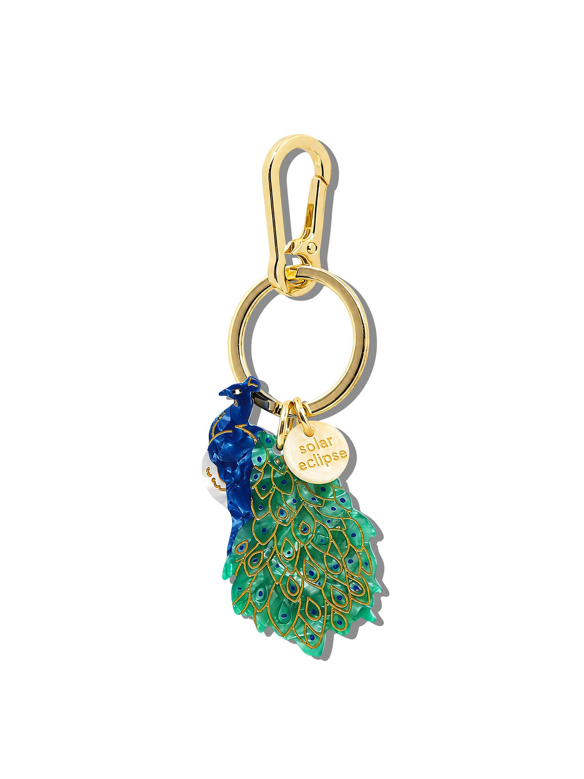 Hand-painted Peacock Bag Charm + Keychain | Eco-Friendly