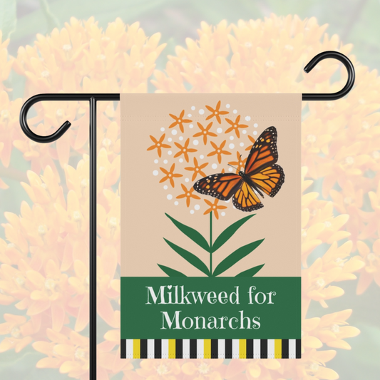 Milkweed for Monarchs (orange) Garden Banner 12" x 18"