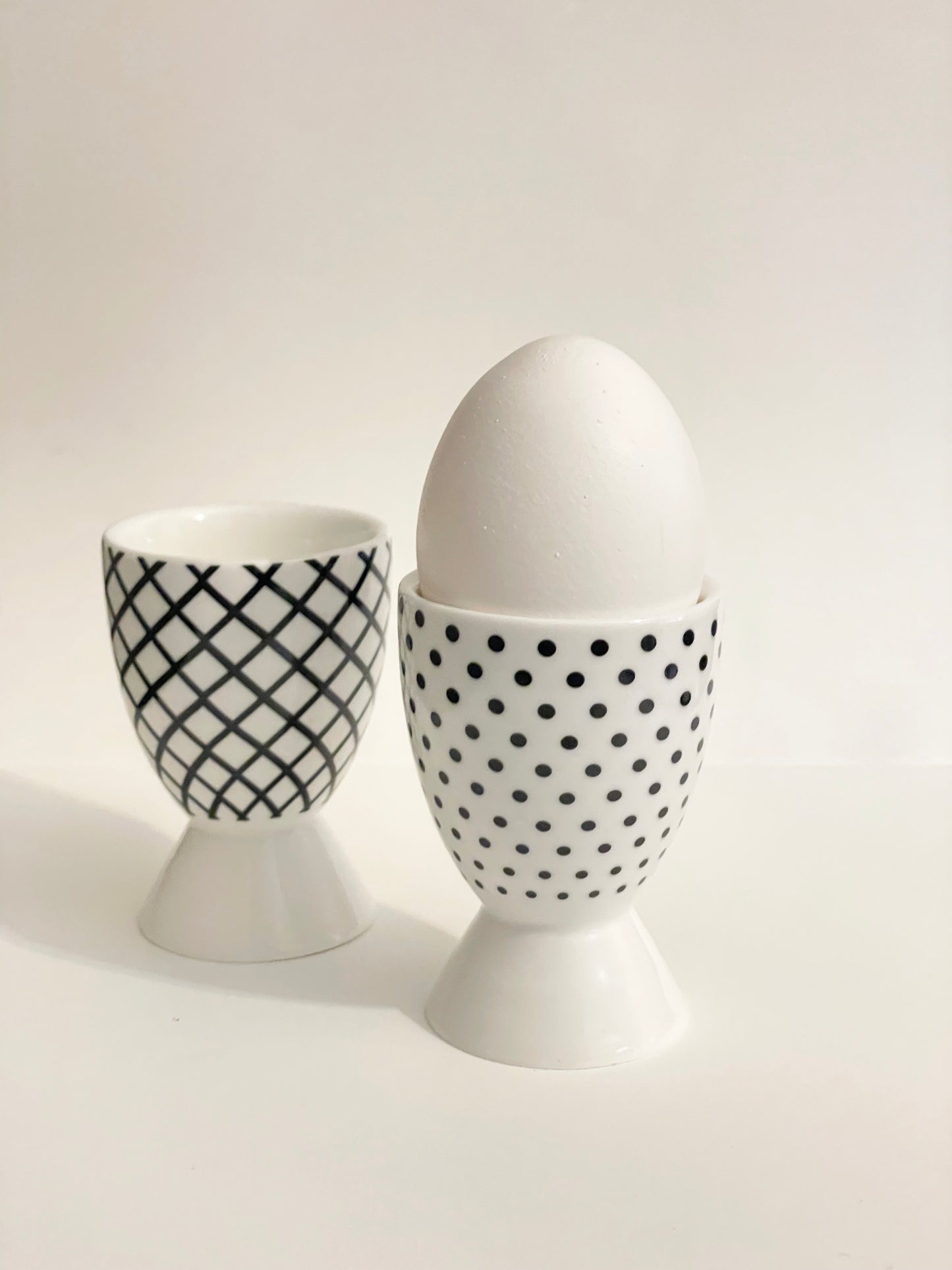 Set of 3 Black and White Patterned Egg Cups